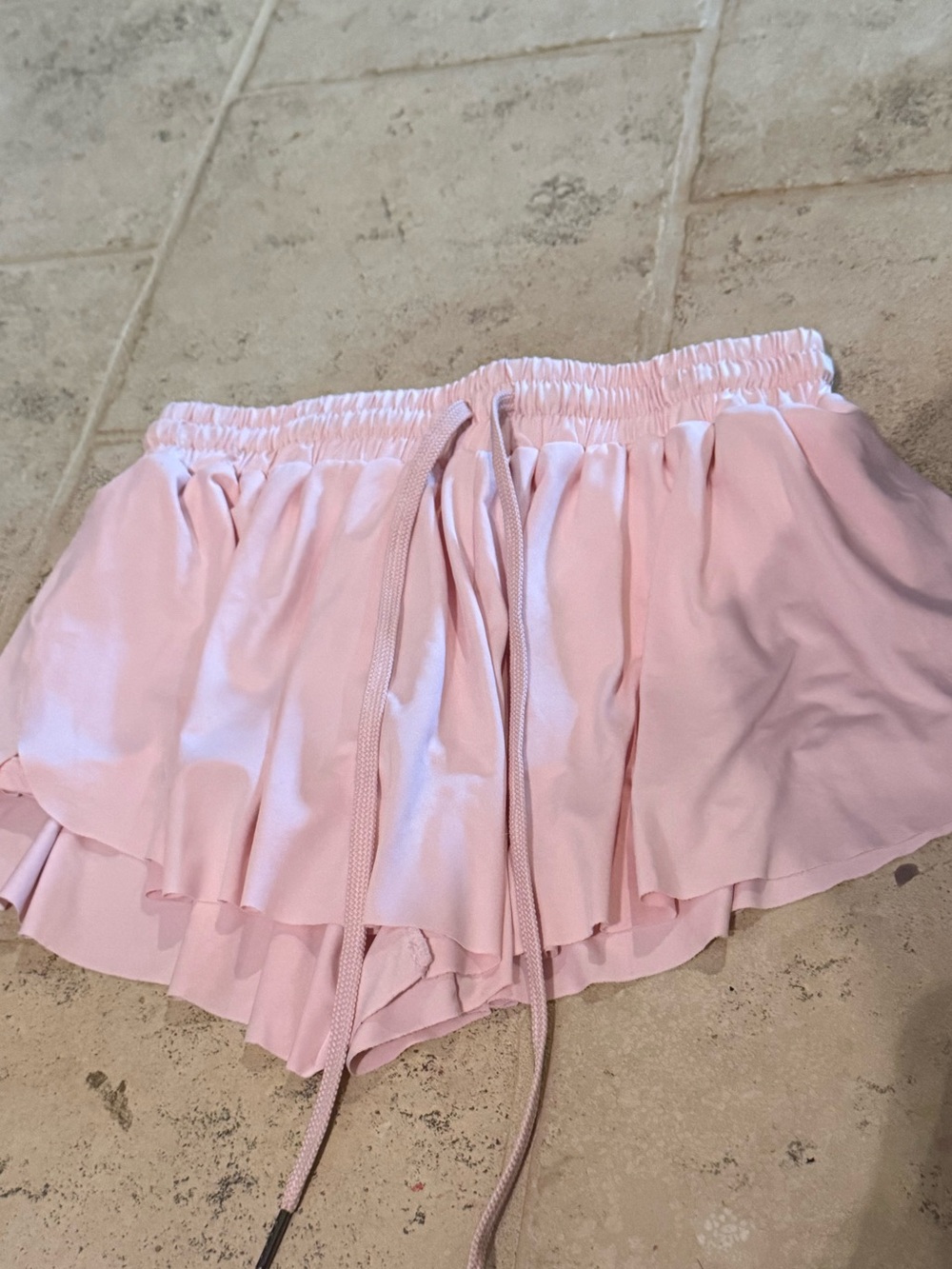 Women’s Medium Sunsations Pink Layered Flared Drawstring Shorts